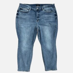 Judy Blue Jeans Womens 24W Plus Blue Boyfriend Fit High Rise Medium Wash Denim